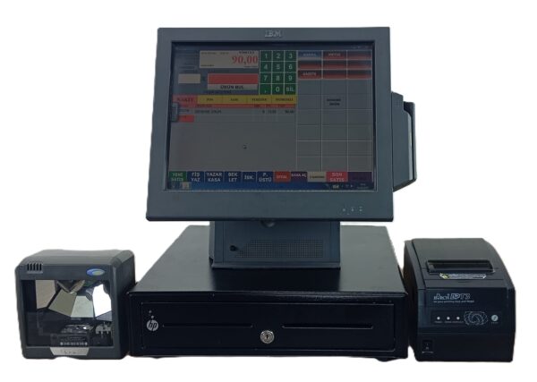MARKET BÜFE KURUYEMİŞ SET BARKOD SİSTEMİ IBM E66 BARKOD SİSTEM
