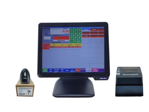 AFANDA DOKUNMATİK EKRAN PC KABLOSUZ OKUYUCU MARKET BARKOD SİSTEM